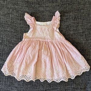 Baby Gap Girls' pink stripes eyelet dress